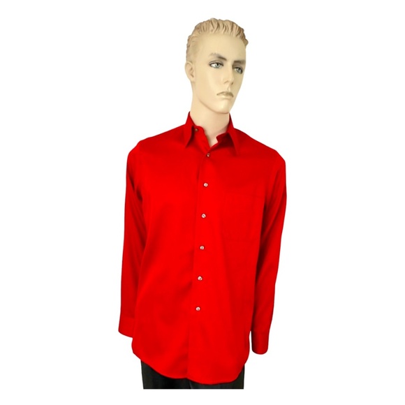 Geoffrey Beene Men's Dress Shirt { Medium : 15 ½ - 34 / 35 } Red - Picture 1 of 11